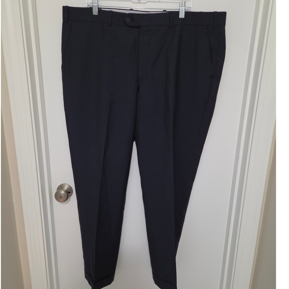 Gala Zahner's Men Navy Pure New Wool Cuffed Dress Pants 42x30 Made in Canada